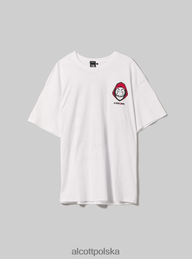 odzież Alcott koszulka La Casa de Papel w3 biały mężczyźni 2TXFF61060