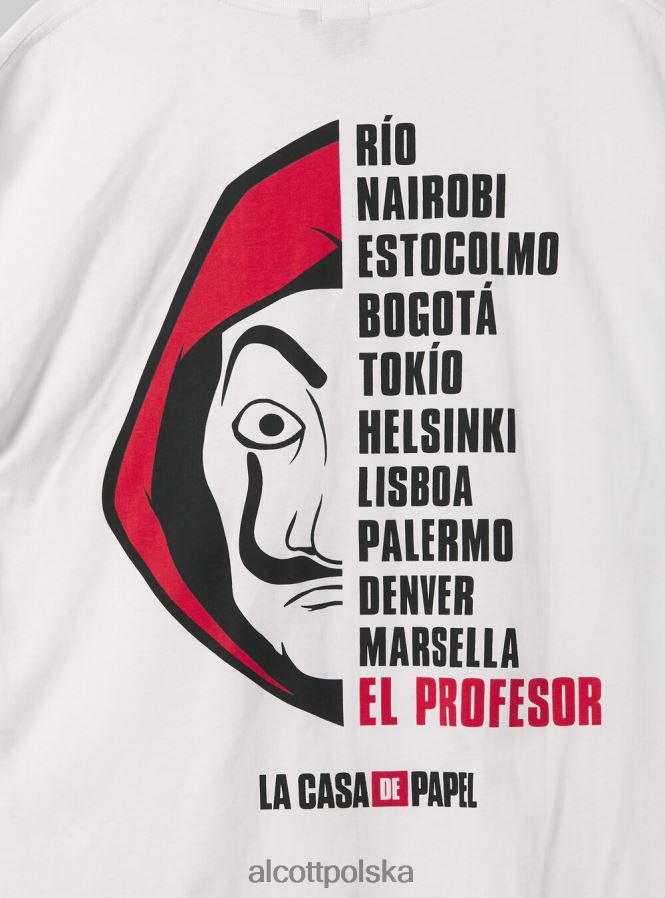 odzież Alcott koszulka La Casa de Papel w3 biały mężczyźni 2TXFF61060