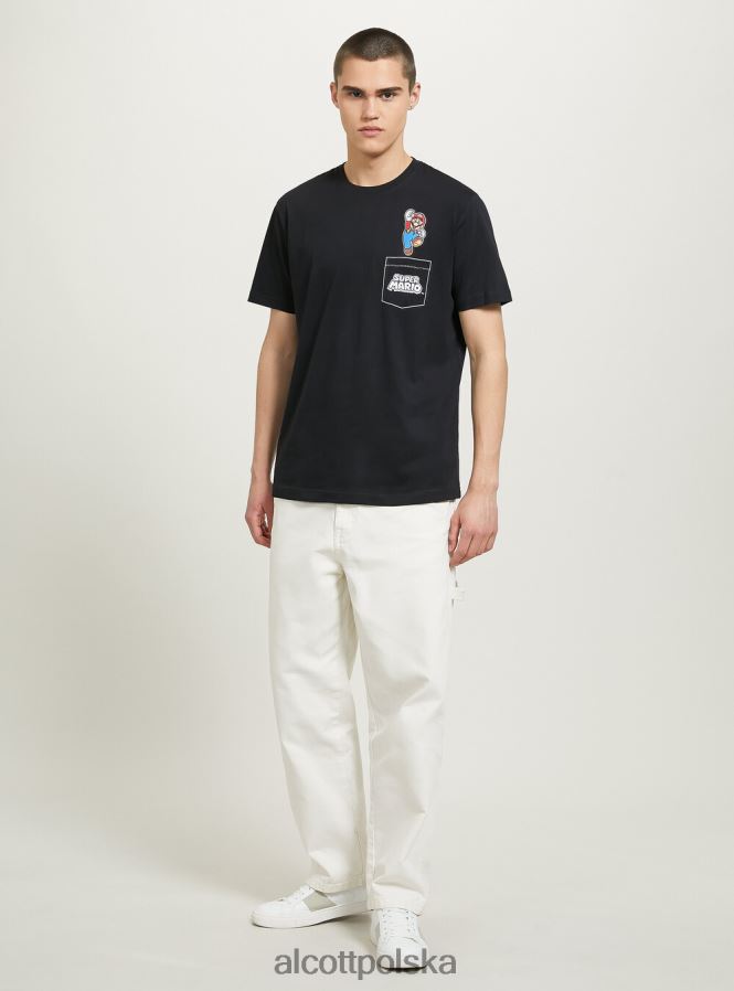 odzież Alcott koszulka Super Mario bk1 czarny mężczyźni 2TXFF6674