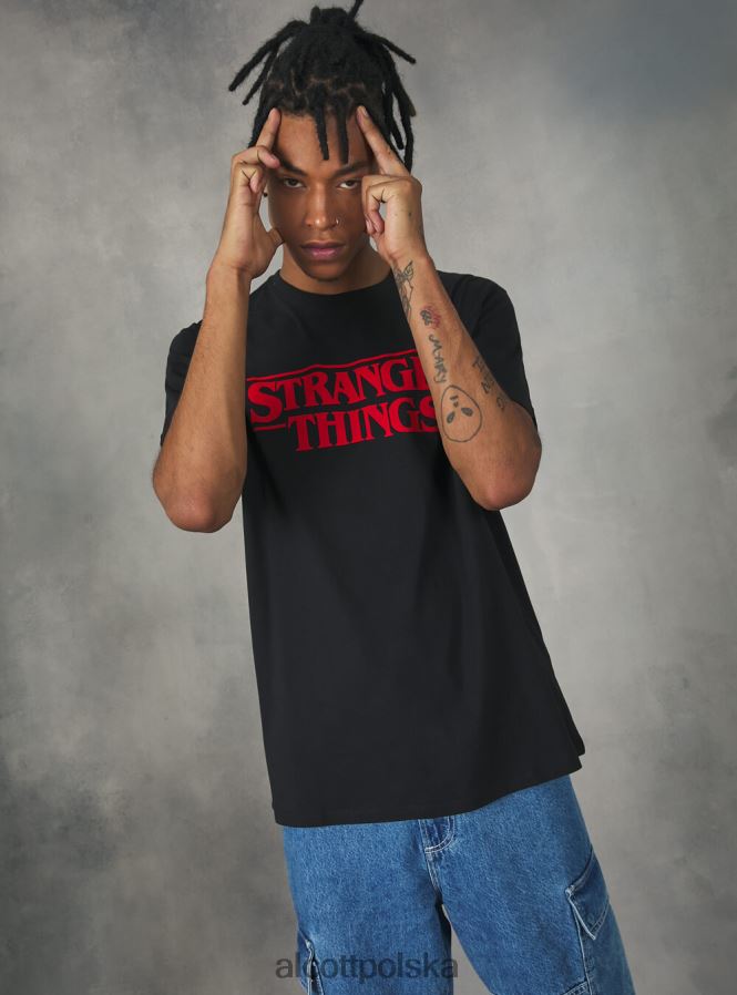 odzież Alcott koszulka „dziwne rzeczy”. bk1 czarny mężczyźni 2TXFF61136