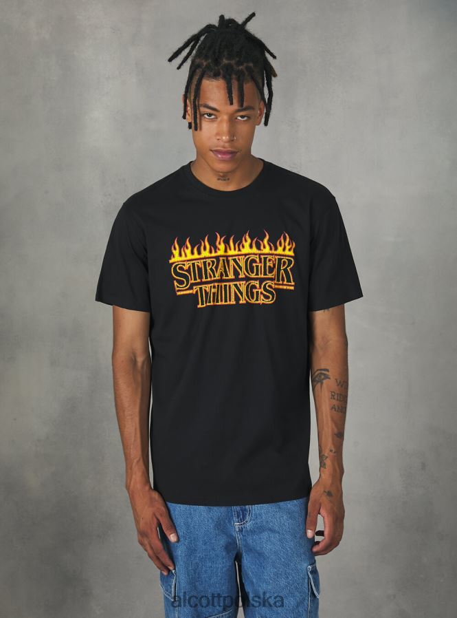 odzież Alcott koszulka „dziwne rzeczy”. bk1 czarny mężczyźni 2TXFF6766