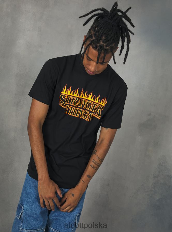 odzież Alcott koszulka „dziwne rzeczy”. bk1 czarny mężczyźni 2TXFF6766