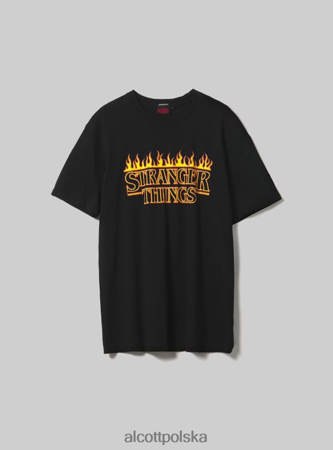 odzież Alcott koszulka „dziwne rzeczy”. bk1 czarny mężczyźni 2TXFF6766