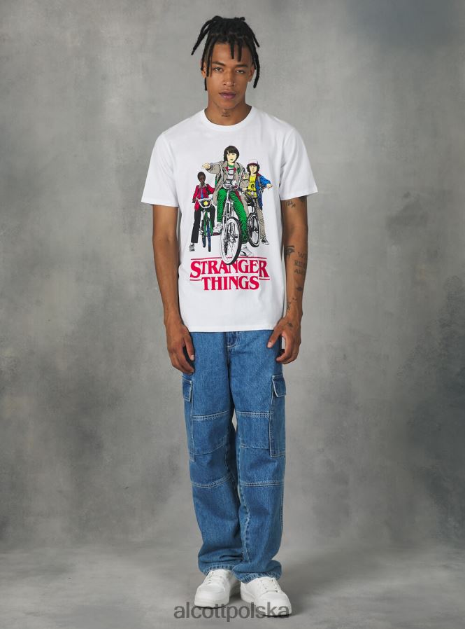 odzież Alcott koszulka licenza Stranger Things w3 biały mężczyźni 2TXFF61175