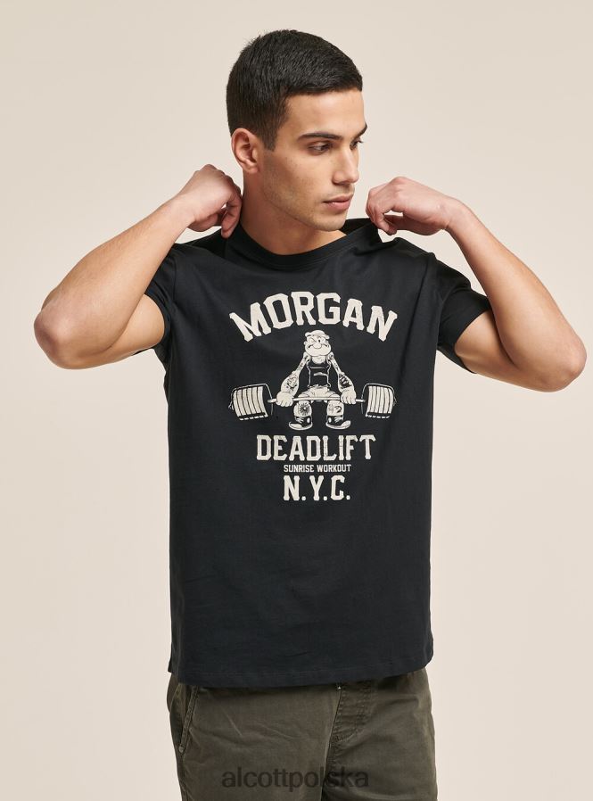 odzież Alcott koszulka popeye czarny mężczyźni 2TXFF6824