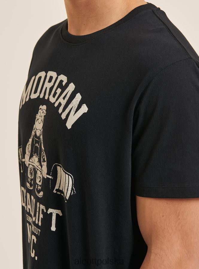 odzież Alcott koszulka popeye czarny mężczyźni 2TXFF6824