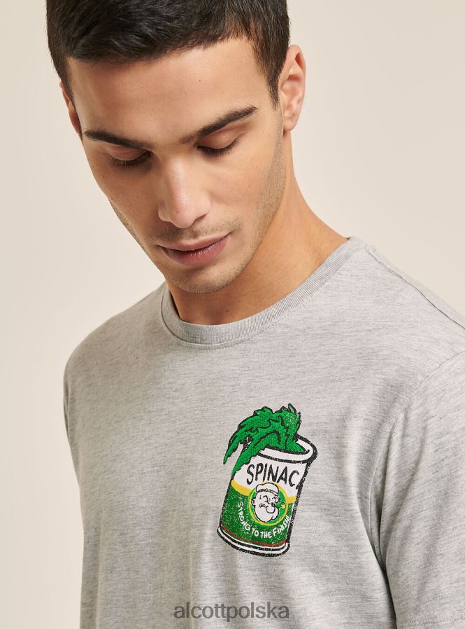 odzież Alcott koszulka popeye jasnoszary melanż mężczyźni 2TXFF61054