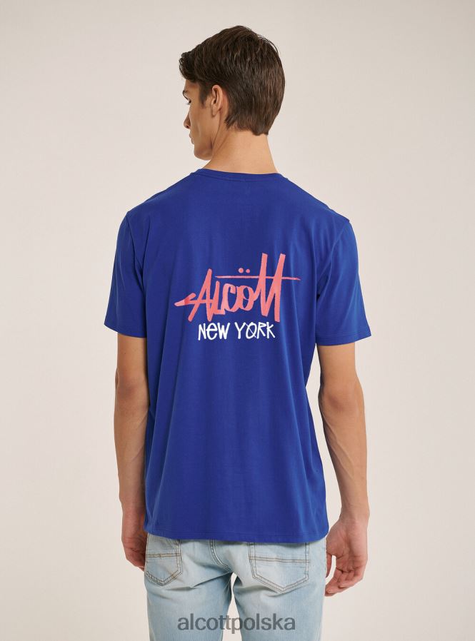 odzież Alcott koszulka z kontrastowym nadrukiem z przodu czarny mężczyźni 2TXFF6849