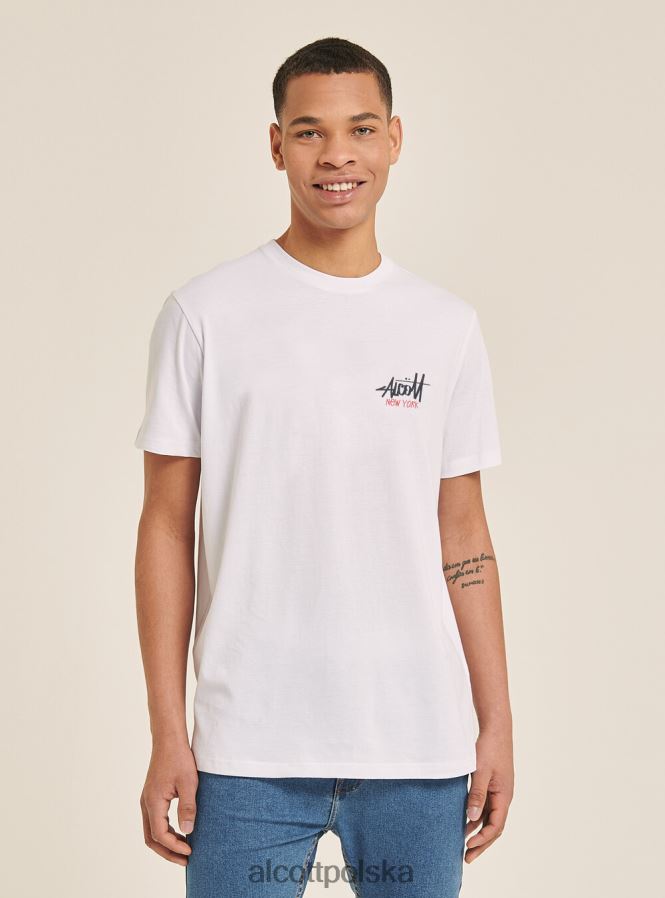 odzież Alcott koszulka z kontrastowym nadrukiem z przodu czarny mężczyźni 2TXFF6905