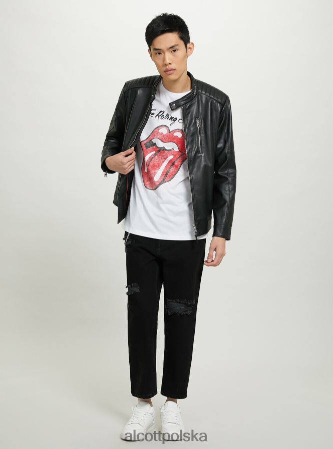 odzież Alcott koszulka z motywem Rolling Stones bk1 czarny mężczyźni 2TXFF61030