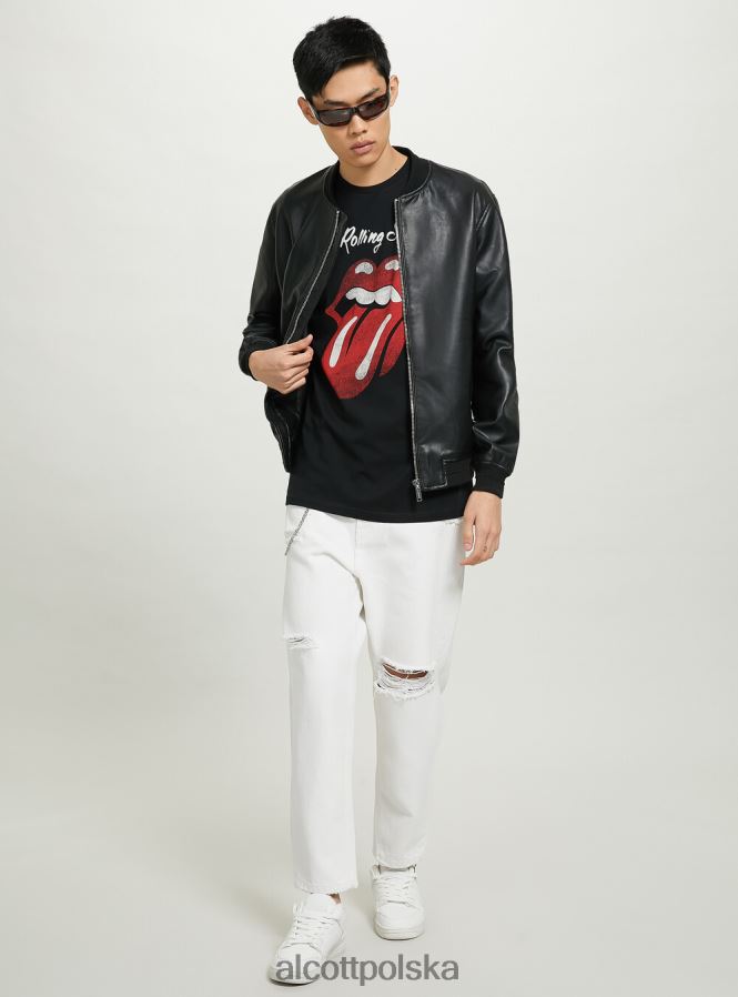 odzież Alcott koszulka z motywem Rolling Stones bk1 czarny mężczyźni 2TXFF6790