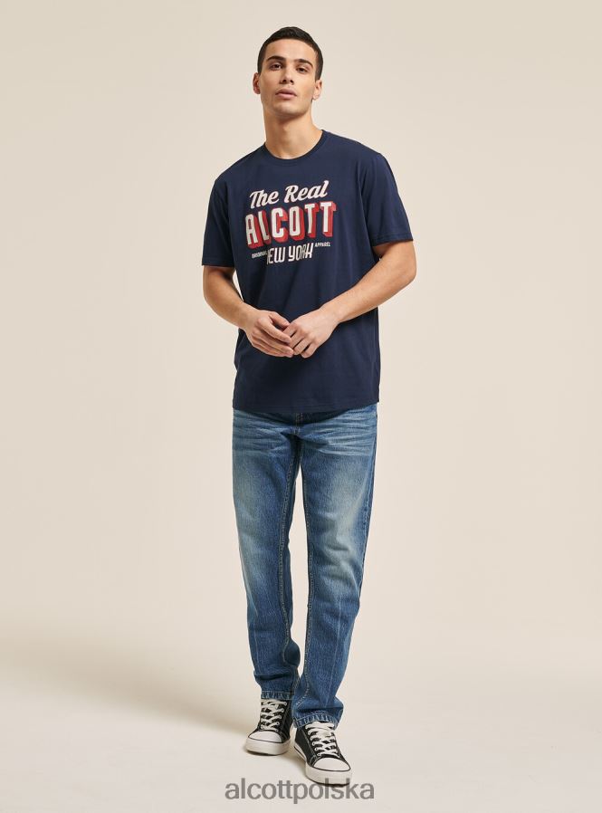 odzież Alcott koszulka z nadrukiem logo niebieski mężczyźni 2TXFF61198