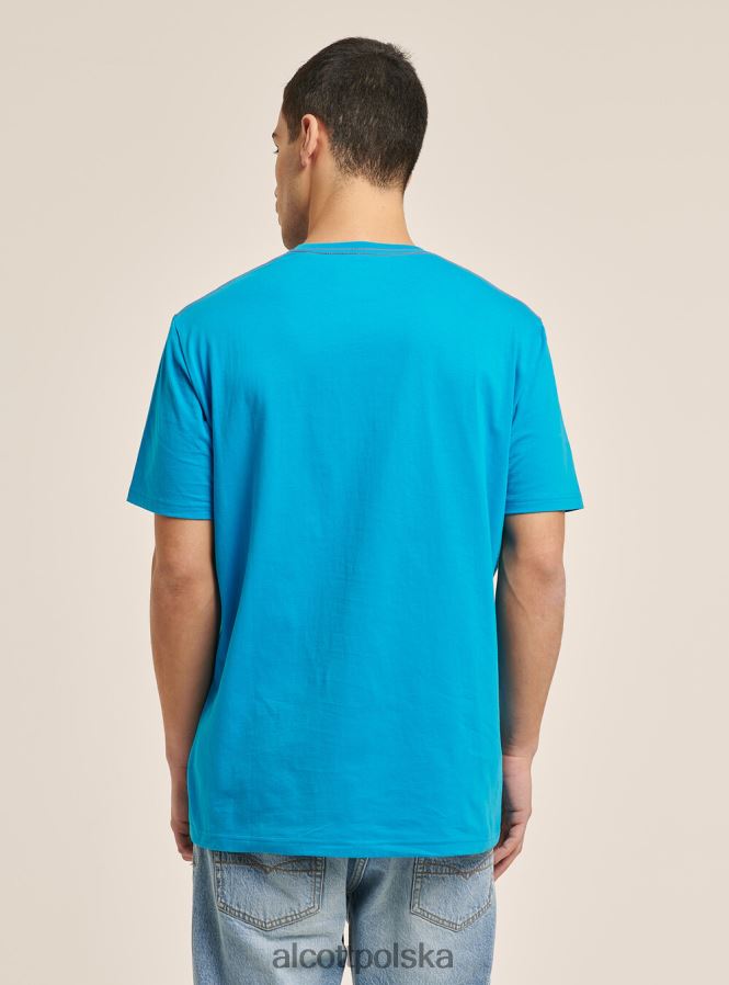odzież Alcott koszulka z nadrukiem logo niebieski mężczyźni 2TXFF61200
