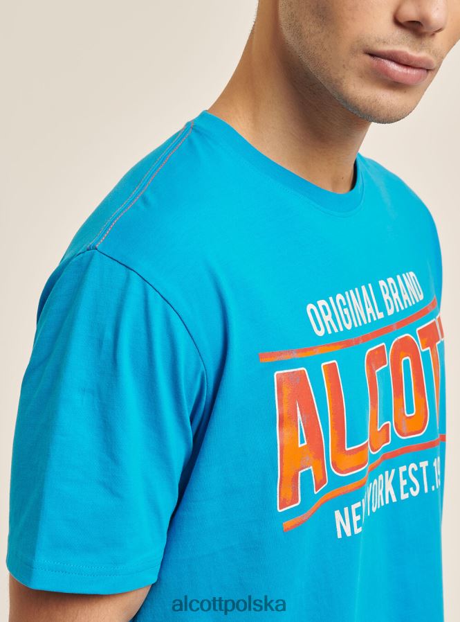 odzież Alcott koszulka z nadrukiem logo niebieski mężczyźni 2TXFF61200