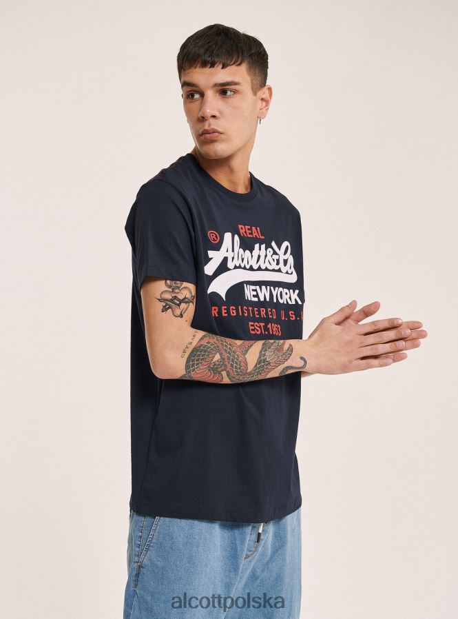 odzież Alcott koszulka z nadrukowanym logo z przodu czarny mężczyźni 2TXFF61021