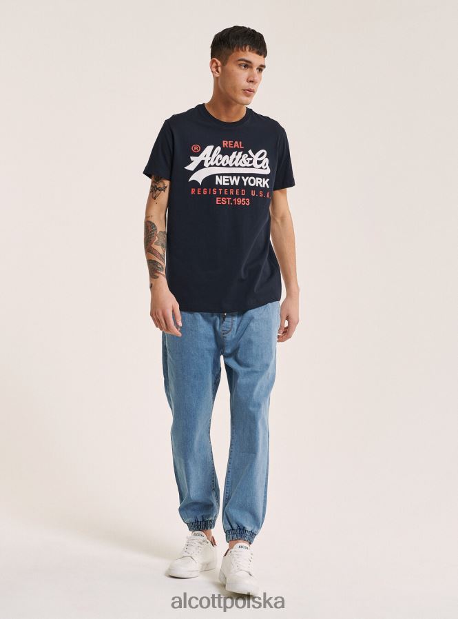 odzież Alcott koszulka z nadrukowanym logo z przodu czarny mężczyźni 2TXFF61021