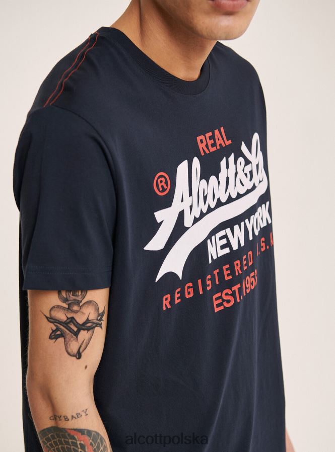 odzież Alcott koszulka z nadrukowanym logo z przodu czarny mężczyźni 2TXFF61021