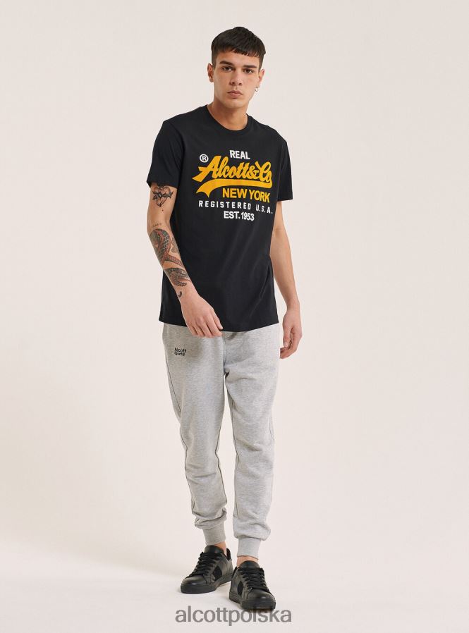 odzież Alcott koszulka z nadrukowanym logo z przodu czarny mężczyźni 2TXFF6891