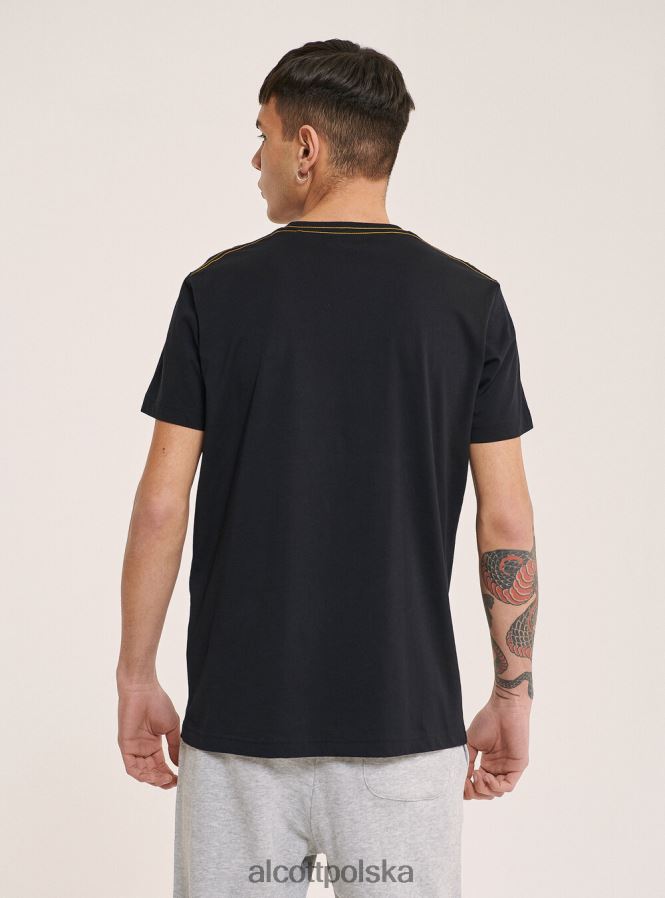 odzież Alcott koszulka z nadrukowanym logo z przodu czarny mężczyźni 2TXFF6891