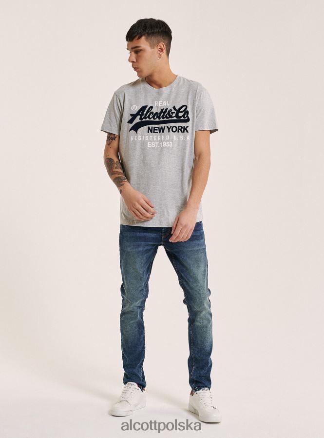 odzież Alcott koszulka z nadrukowanym logo z przodu czarny mężczyźni 2TXFF6932