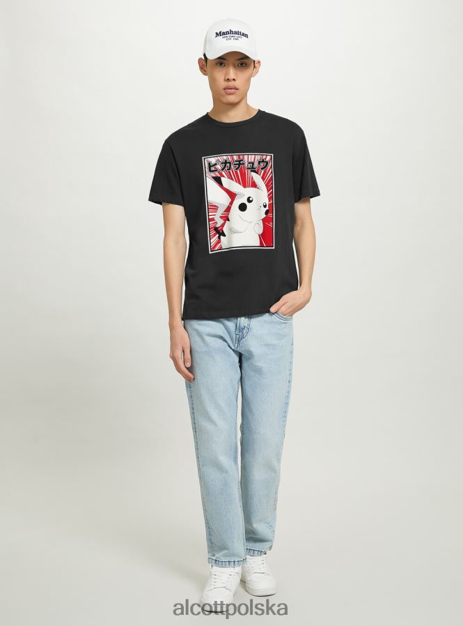 odzież Alcott koszulka z pokemonami bk1 czarny mężczyźni 2TXFF638