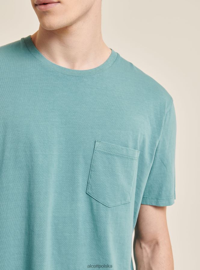 odzież Alcott maglietta girocollo con taschino in cotone c0214 niebieski mężczyźni 2TXFF6938