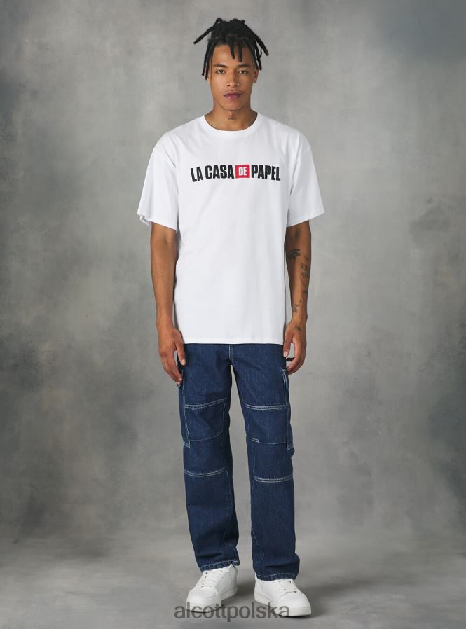 odzież Alcott maglietta la casa de papel w3 biały mężczyźni 2TXFF61020