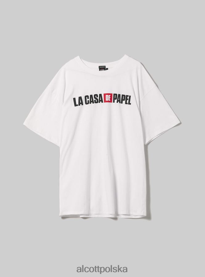 odzież Alcott maglietta la casa de papel w3 biały mężczyźni 2TXFF61020
