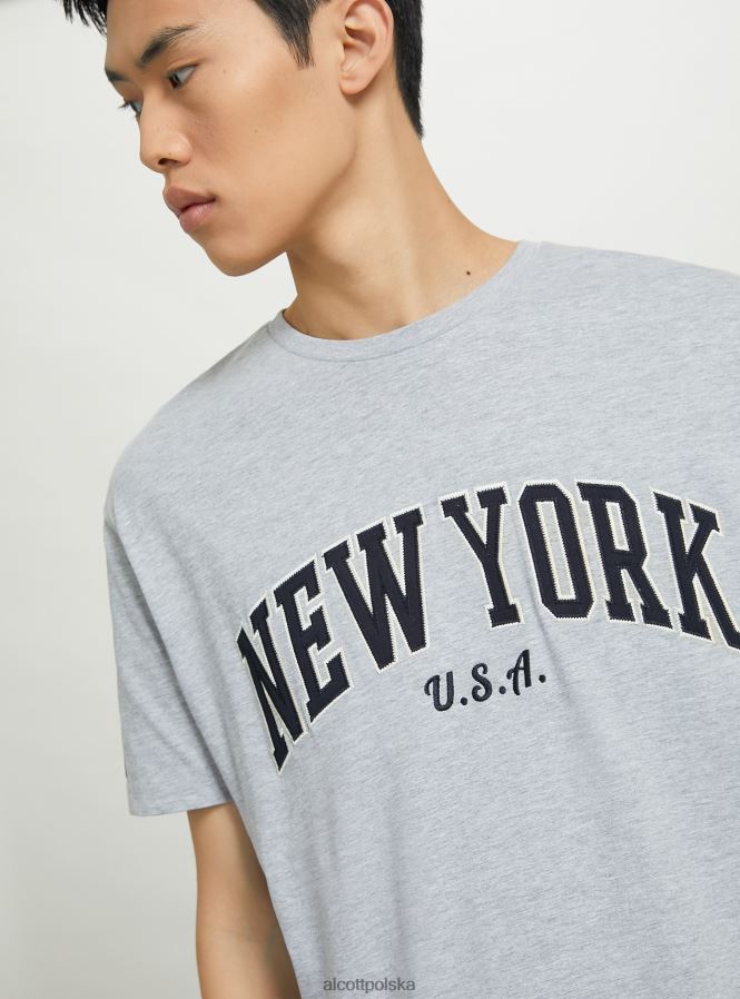 odzież Alcott oversize’owa koszulka z bawełnianą naszywką krem c104 mężczyźni 2TXFF61185