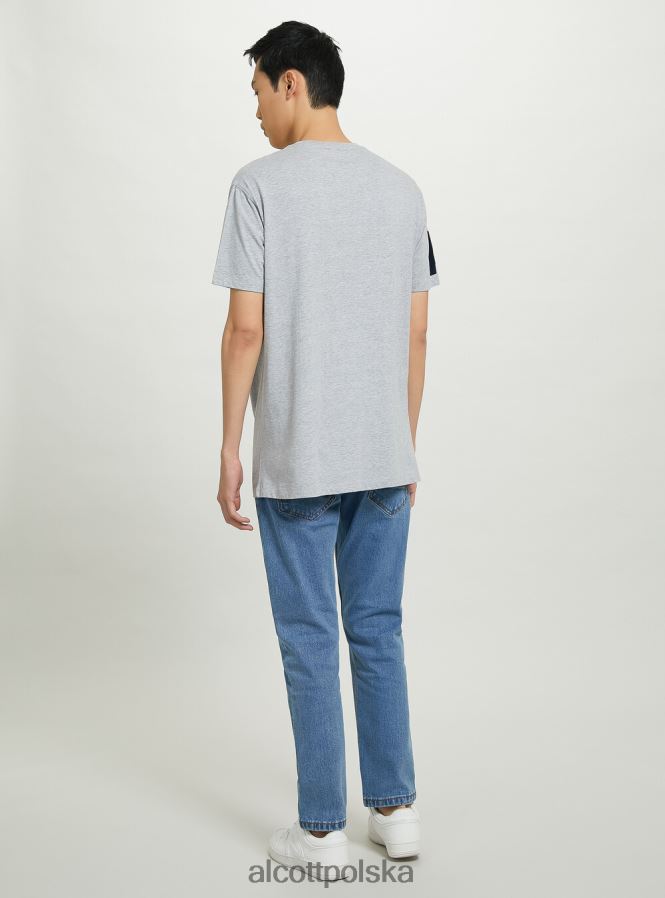 odzież Alcott oversize’owa koszulka z bawełnianą naszywką krem c104 mężczyźni 2TXFF61185