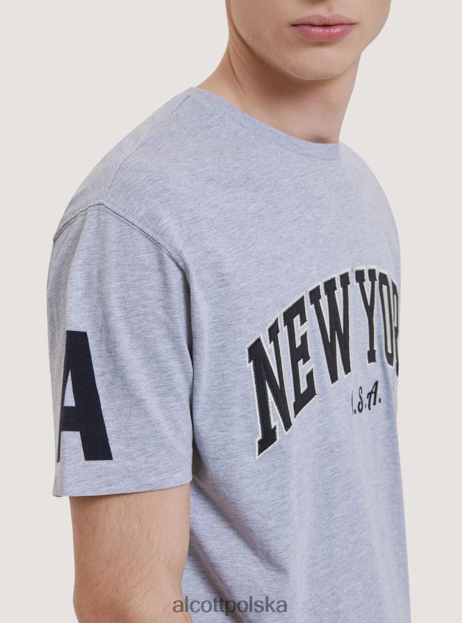 odzież Alcott oversize’owa koszulka z bawełnianą naszywką krem c104 mężczyźni 2TXFF61185