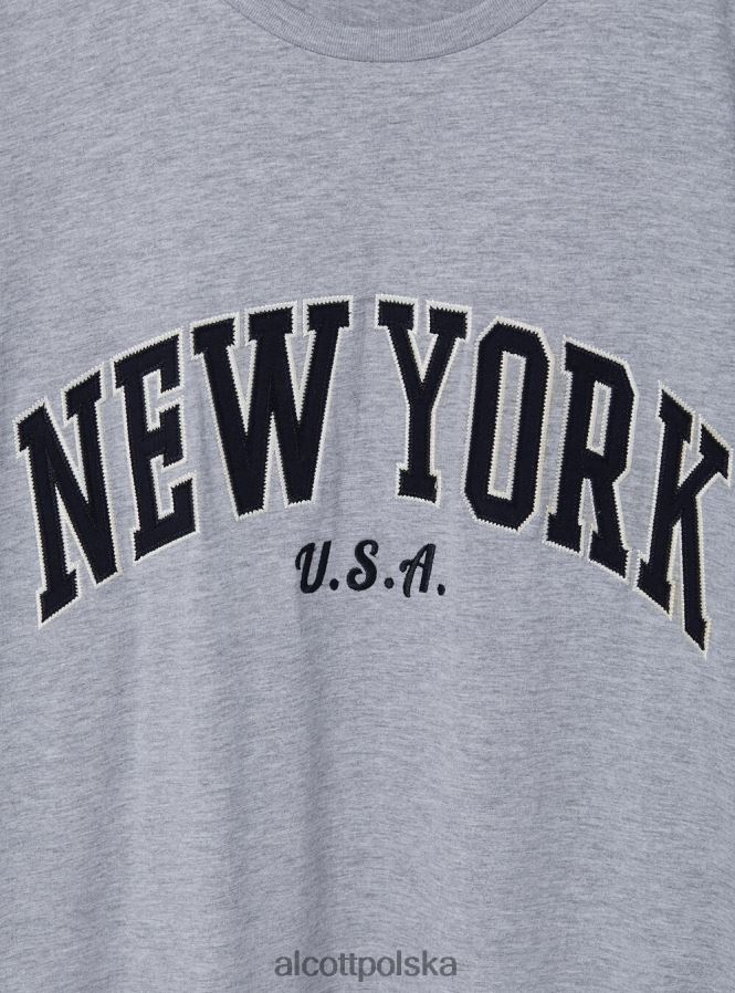 odzież Alcott oversize’owa koszulka z bawełnianą naszywką krem c104 mężczyźni 2TXFF61185