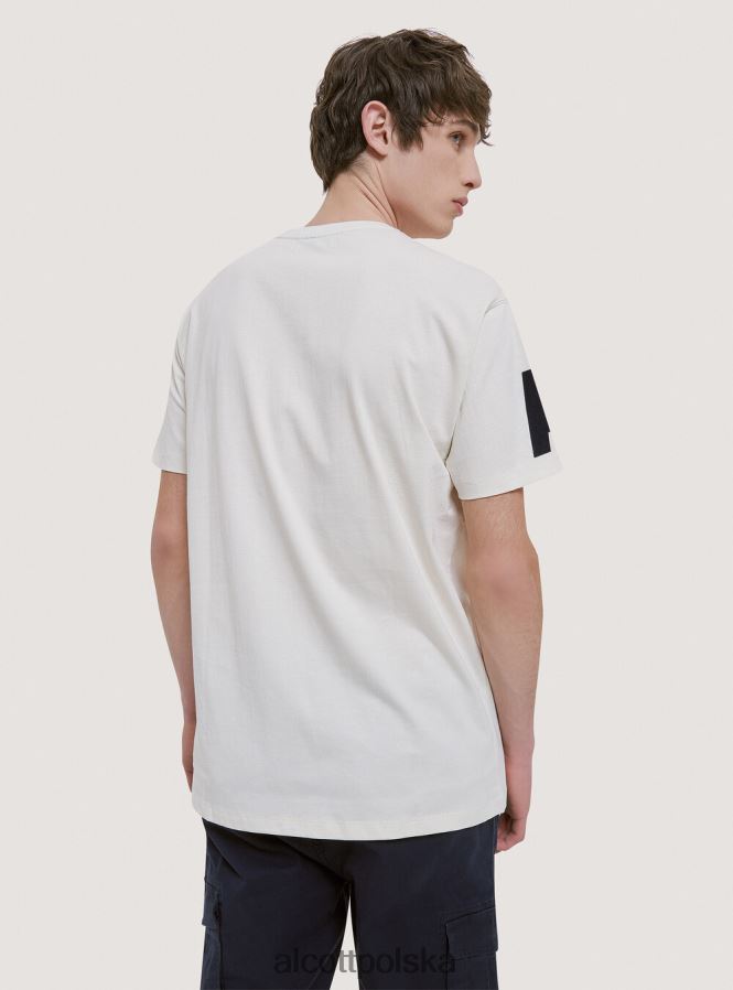 odzież Alcott oversize’owa koszulka z bawełnianą naszywką krem c104 mężczyźni 2TXFF6953