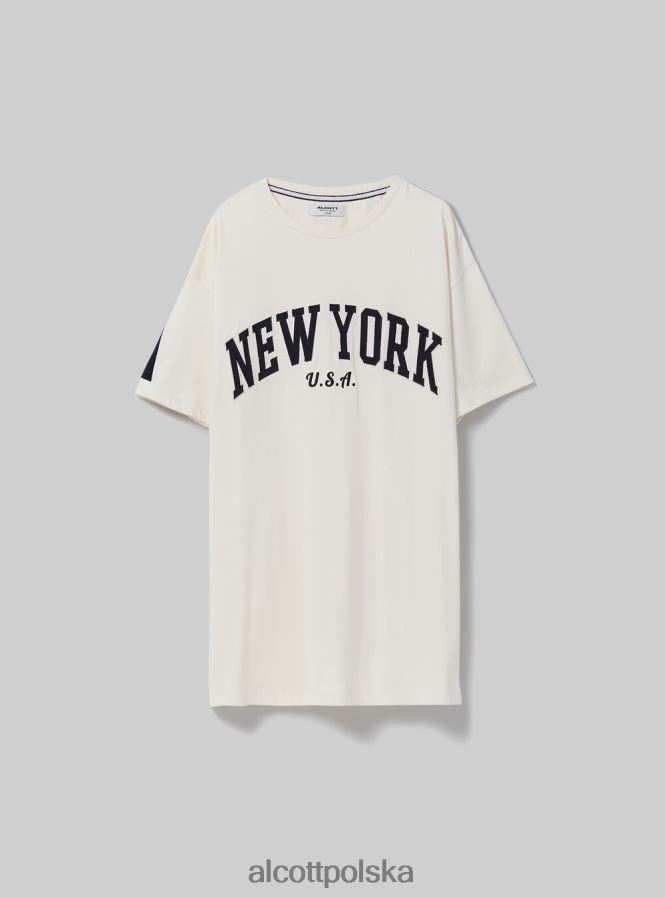 odzież Alcott oversize’owa koszulka z bawełnianą naszywką krem c104 mężczyźni 2TXFF6953