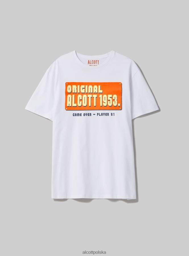 odzież Alcott oversize’owa koszulka z bawełnianym nadrukiem biały mężczyźni 2TXFF61050