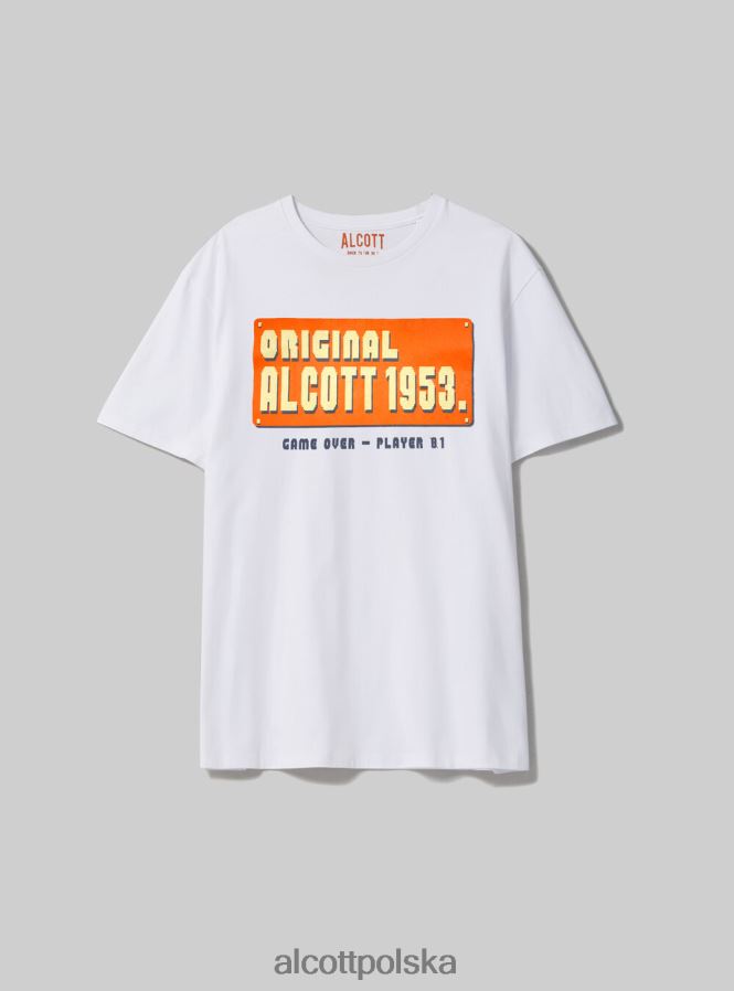 odzież Alcott oversize’owa koszulka z bawełnianym nadrukiem biały mężczyźni 2TXFF61050