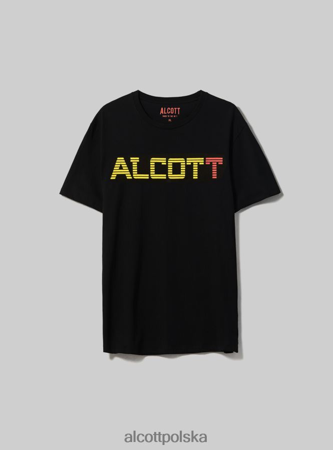 odzież Alcott oversize’owa koszulka z bawełnianym nadrukiem czarny mężczyźni 2TXFF61049