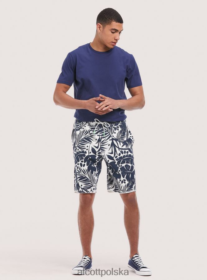 odzież Alcott Bawełniane bermudy typu jogger z nadrukiem liście mężczyźni 2TXFF61167