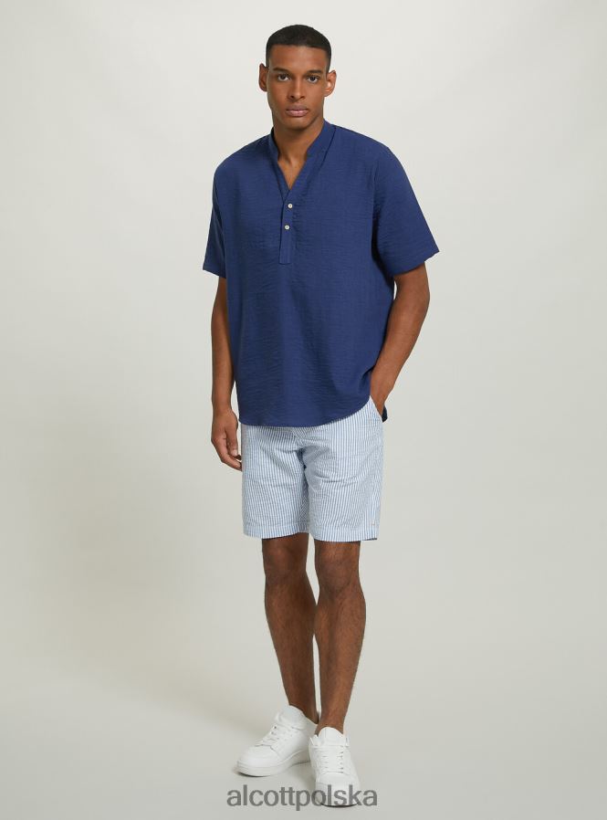 odzież Alcott Bawełniane bermudy w paski az3 lazurowe światło mężczyźni 2TXFF6608