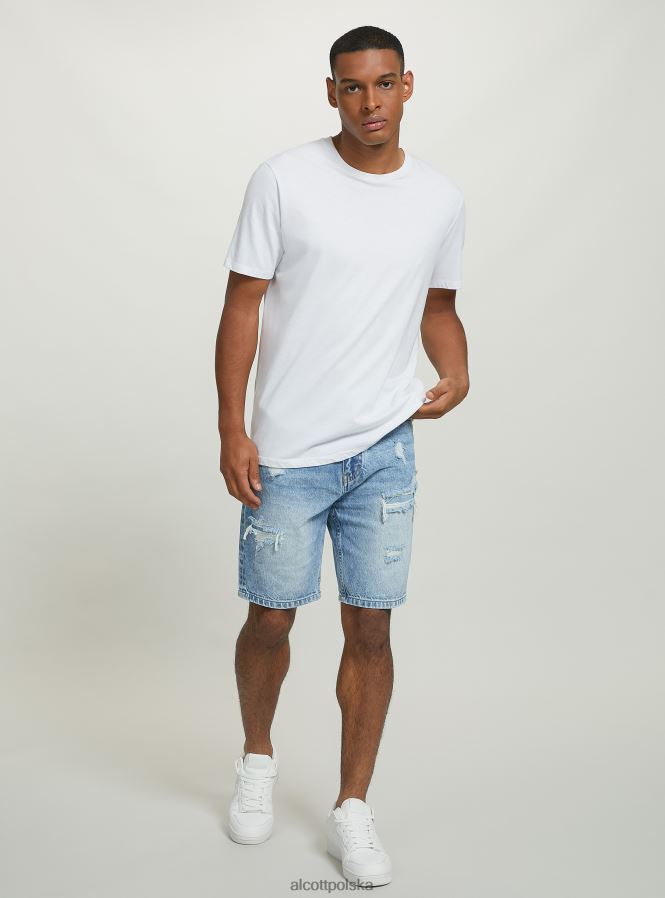 odzież Alcott Bermudy o dopasowanym kroju z elastycznego denimu d004 średni jasnoniebieski mężczyźni 2TXFF61117