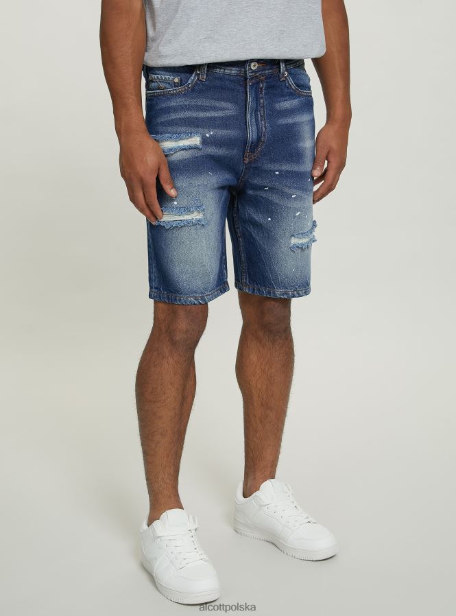 odzież Alcott Bermudy o dopasowanym kroju z elastycznego denimu d004 średni jasnoniebieski mężczyźni 2TXFF6636