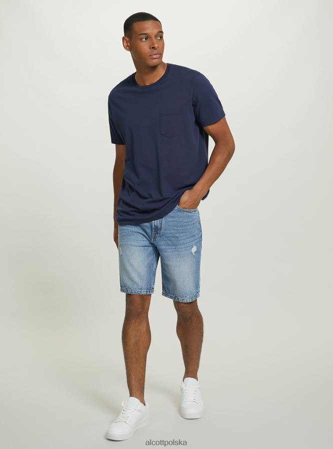 odzież Alcott Bermudy o dopasowanym kroju z elastycznego denimu d004 średni jasnoniebieski mężczyźni 2TXFF6999