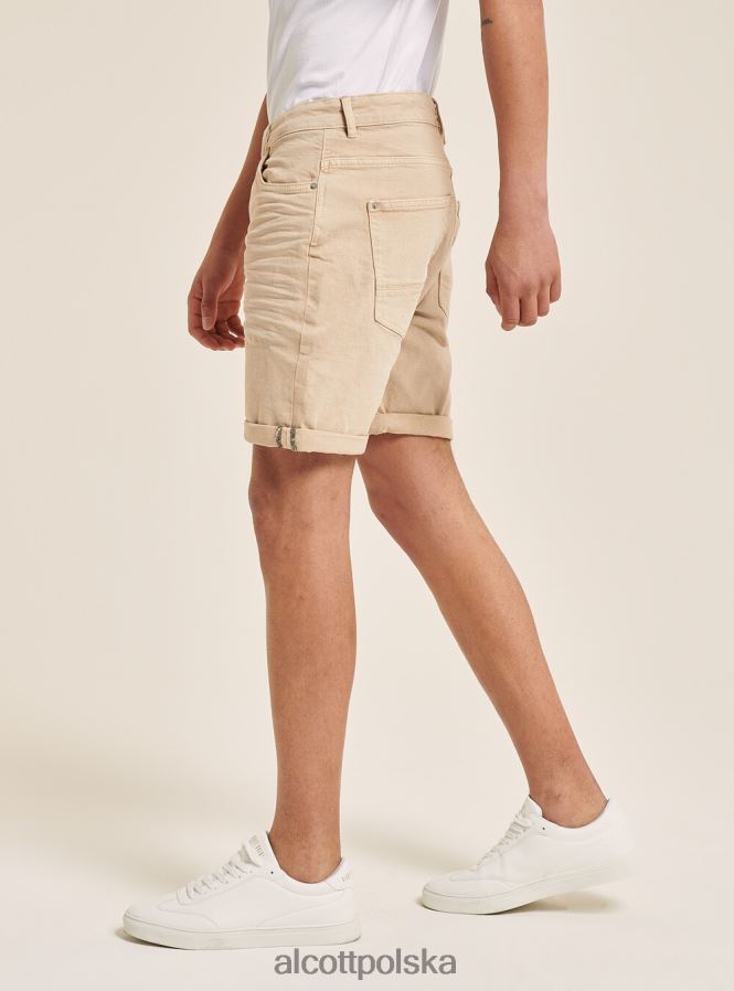 odzież Alcott Bermudy z barwionej, elastycznej bawełny o diagonalnym splocie bg3 beżowy jasny mężczyźni 2TXFF61129
