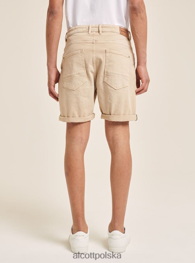 odzież Alcott Bermudy z barwionej, elastycznej bawełny o diagonalnym splocie bg3 beżowy jasny mężczyźni 2TXFF61129
