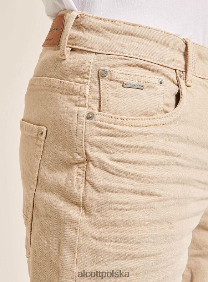 odzież Alcott Bermudy z barwionej, elastycznej bawełny o diagonalnym splocie bg3 beżowy jasny mężczyźni 2TXFF61129