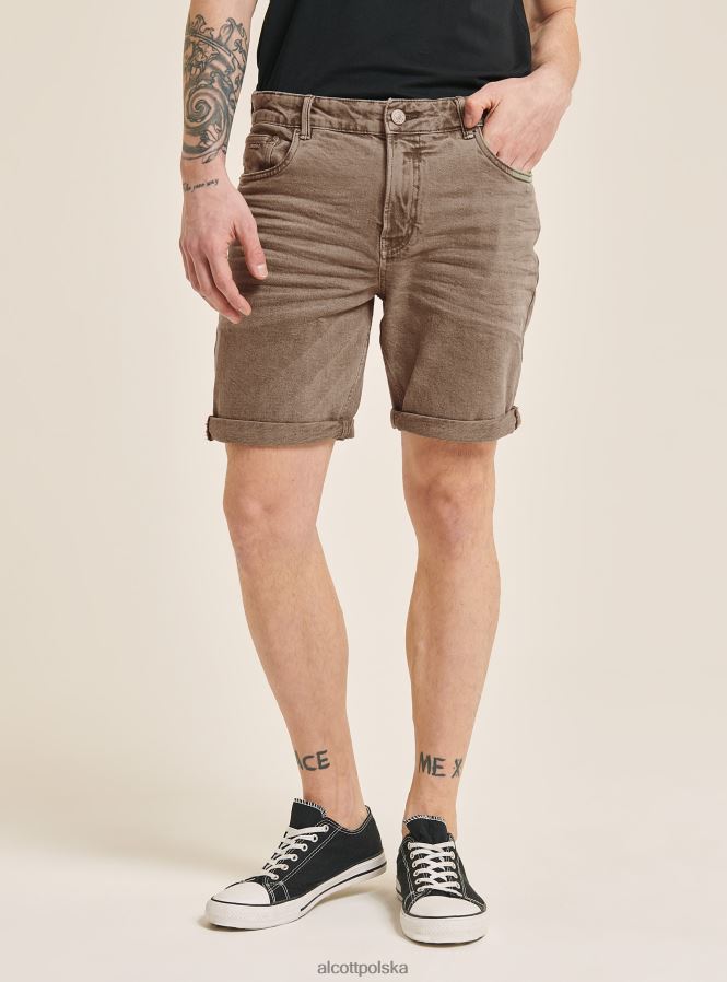 odzież Alcott Bermudy z barwionej, elastycznej bawełny o diagonalnym splocie bg3 beżowy jasny mężczyźni 2TXFF6862