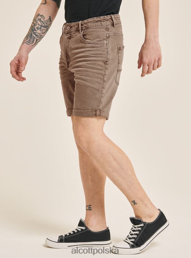odzież Alcott Bermudy z barwionej, elastycznej bawełny o diagonalnym splocie bg3 beżowy jasny mężczyźni 2TXFF6862