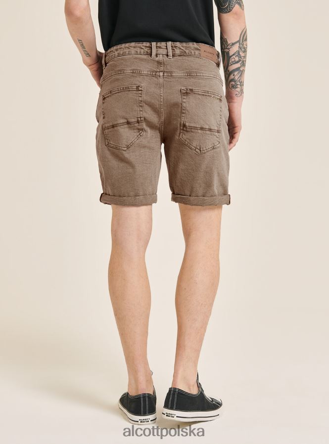 odzież Alcott Bermudy z barwionej, elastycznej bawełny o diagonalnym splocie bg3 beżowy jasny mężczyźni 2TXFF6862