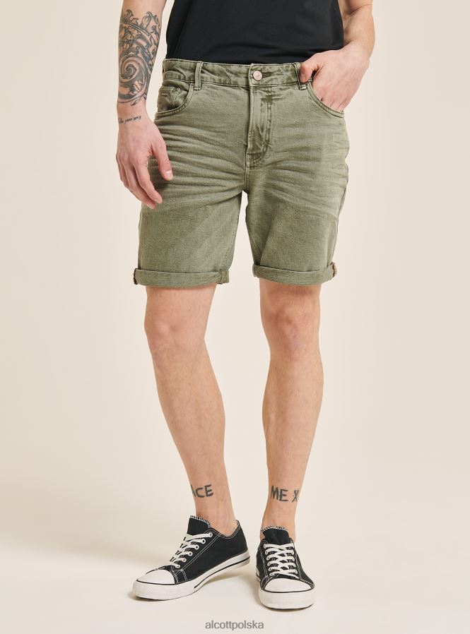 odzież Alcott Bermudy z barwionej, elastycznej bawełny o diagonalnym splocie bg3 beżowy jasny mężczyźni 2TXFF6978