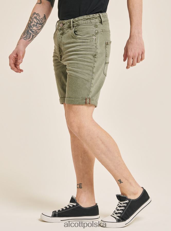 odzież Alcott Bermudy z barwionej, elastycznej bawełny o diagonalnym splocie bg3 beżowy jasny mężczyźni 2TXFF6978